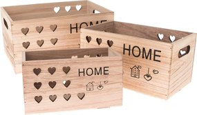 Dekoratívne drevené úložné boxy v súprave 3 ks - Dakls