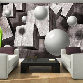 Fototapeta - 3D šedé geometrické obrazy (254x184 cm)