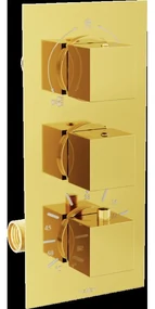 Mexen Cube termostatická vaňovo-sprchová batéria s 3 vývodmi, zlatá - 77503-50