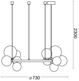 Ideal Lux - LED Luster na lanku PERLAGE 11xG9/3W/230V pr. 73 cm zlatá/dymová