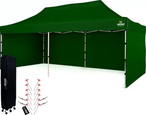 BRIMO Párty stan 3x6 m Nožnicový (3 steny) - Oceľová Konštrukcia a Plachta 330g/m² - s 3 stenami - Zelená 11