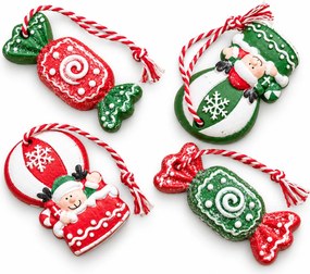 Súprava 4 ks vianočných ozdôb CANDY ELF 6 cm