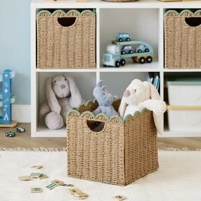 Zeller Present Úložný kôš, prírodný materiál, mätový, skladací MATHA - 30 x 30 x 30cm