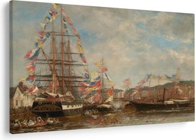 Obraz - Eugène Boudin, Festival in the Harbor of Honfleur, reprodukcia (90x60 cm)