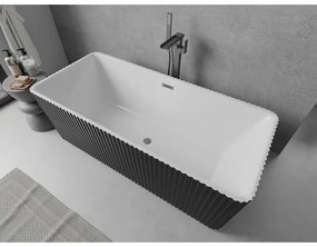 Mexen Nila, voľne stojaca ryhovaná vaňa 170 x 75 cm, biela-čierna, grafitový prepad, 52841708075-95