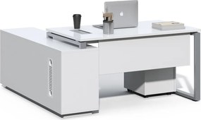 Kancelársky stôl s kontajnerom a komodou Houseland Prime Home 03 160 cm biely