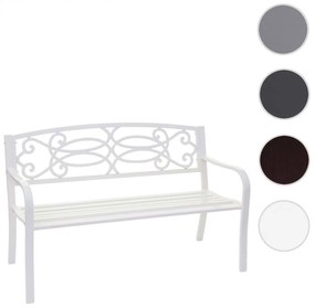 Záhradná lavička HWC-F44, 2-miestna oceľ s práškovým nástrekom - biela