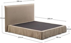 Taupe čalúnená dvojlôžková posteľ 180x200 cm Jaira – Kave Home