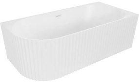 Mexen Gia, voľne stojaca rohová vaňa, drážkovaná, pravá, 170 x 80 cm, biela matná, biely prepad, 52701708001P-20