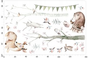 Vulpi Detské samolepky na stenu Pastel Animals XL 150x100 cm