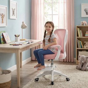 Detská otočná stolička Neoseat JUNI 010 s podnožou — látka, ružová