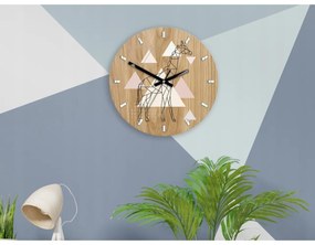 Dřevěné nástěnné hodiny Žirafa 33 cm dub přírodní