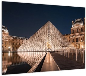 Sklenený obraz - Louvre v noci (70x50 cm)