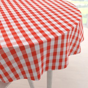Biante Teflónový okrúhly obrus TF-071 Červeno-biela kocka Ø 120 cm
