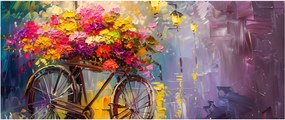 Obraz - Bicykel s kvetmi (120x50 cm)