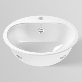 ALAPE EW 3.2 okrúhle zápustné umývadlo s otvorom, s prepadom, priemer 475 mm, biela alpská, s povrchom ProShield, 2018000000
