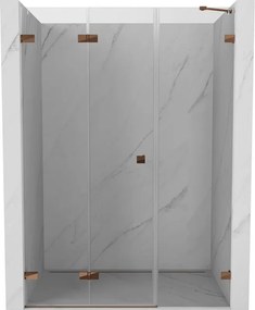 Mexen Lunar-F, ľavé sklápacie sprchové dvere 150 cm, 8mm číre sklo, ružové zlato profil, 836S-150-050-60-00-L