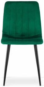 Set 4 kresiel LAVA - tmavozelený zamat / čierne nohy