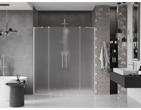 Mexen Velar Duo, posuvné sprchové dvere do otvoru 180 cm, 8mm sklo námraza, brúsená oceľ, 871-180-000-32-97