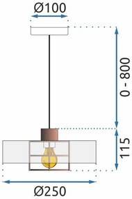 Toolight, závesné svietidlo 1xE27 APP1246-1CP, čierna-ružové zlato, OSW-14036