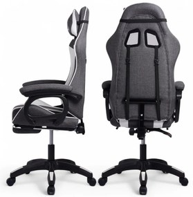 JAKS Herná stolička šedo biela LevelUp