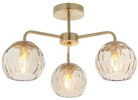 Endon 91968 - Prisadený luster DIMPLE 3xE14/25W/230V zlatá/dymová béžová