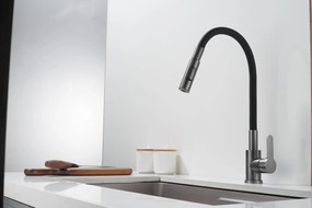 Gamma Flex 4000, stojanková drezová batéria s flexibilným ramenom, 2-funkčný výtok, čierna-grafitová, GMA-BFX-4000GM