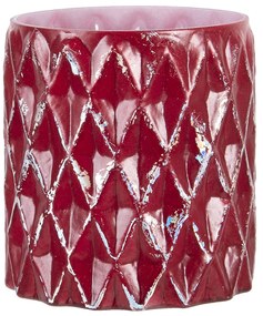 Červený svietnik s odreninami na čajovú sviečku - Ø 11 * 10 cm