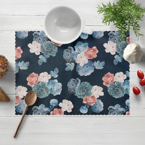 Biante Teflónové prestieranie na stôl TF-060 Modré a červené ruže na tmavo modrom 35x45 cm