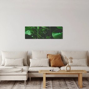 Obraz - Palmové listy (s hodinami) (90x30 cm)