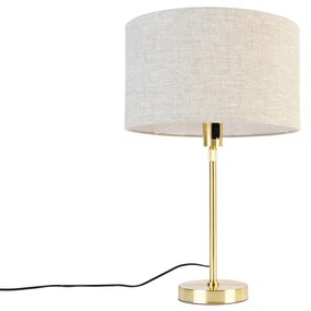 Stolná lampa zlatá nastaviteľná s tienidlom svetlo šedá 35 cm - Parte