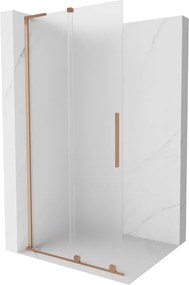 Mexen Velar L, posuvná sprchová zástena Walk-in 100 x 200 cm, 8mm sklo námraza, medená matná, 871-100-003-33-65