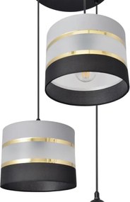 Luster na lanku HELEN 3xE27/15W/230V čierna/šedá/zlatá
