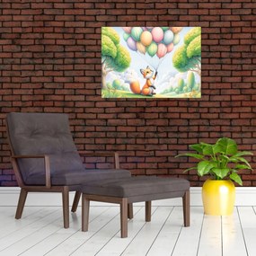 Sklenený obraz – Šťastná líška (70x50 cm)