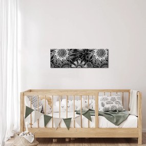 Obraz - Čiernobiele bodliaky (s hodinami) (90x30 cm)