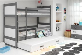 Poschodová posteľ s prístelkou RICO 3 - 160x80cm - Grafitový - Biely