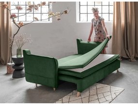 Zelená zamatová rozkladacia pohovka 225 cm Charming Charlie – Miuform