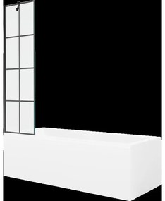 Mexen Cubik obdĺžniková vaňa 160 x 70 cm s obkladom a 1-krídlovou sprchovou zástenou 50 cm, Čierny vzor - 550316070X9505007077