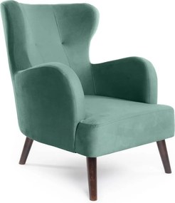 Zamatové kreslo ušiak v mentolovej farbe Noemye – Bonami Selection