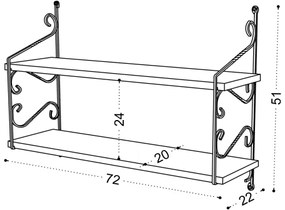 Nástenná polica SERAMONI 51x72 cm biela