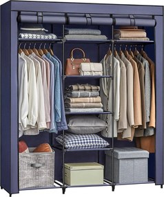 Šatník, látková modulárna skriňa, skladacia, tmavomodrá