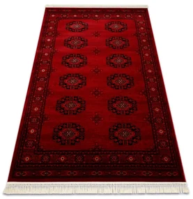 Koberec ORIENT 6871 so strapcami, rám / ornament / klasický, bordový / čierny