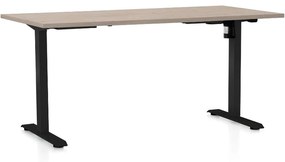 Výškovo nastaviteľný stôl OfficeTech A, 160 x 80 cm, čierna podnož, dub