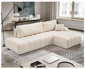 Rozkladacia rohová sedacia súprava DESIO s úložným priestorom v tvare L, pravé prevedenie, béžová