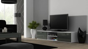 Moderný televízny stolík Zita 180, biela / šedý lesk