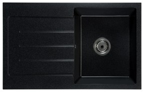 Kuchynský drez Ruxom (čierna + textúra) (s 2 otvormi pre batériu) (L). Vlastná spoľahlivá doprava až k Vám domov. 1066299
