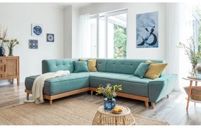 Tyrkysovomodrá rozkladacia rohová pohovka (ľavý roh) Dazzling Daisy – Miuform