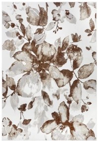 Koberec Shine Floral biely / hnedý