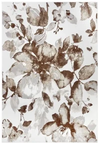 Koberec Shine Floral biely / hnedý
