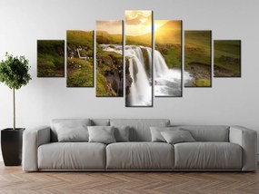 Gario Obraz s hodinami Islandská krajina - 7 dielny Rozmery: 160 x 70 cm